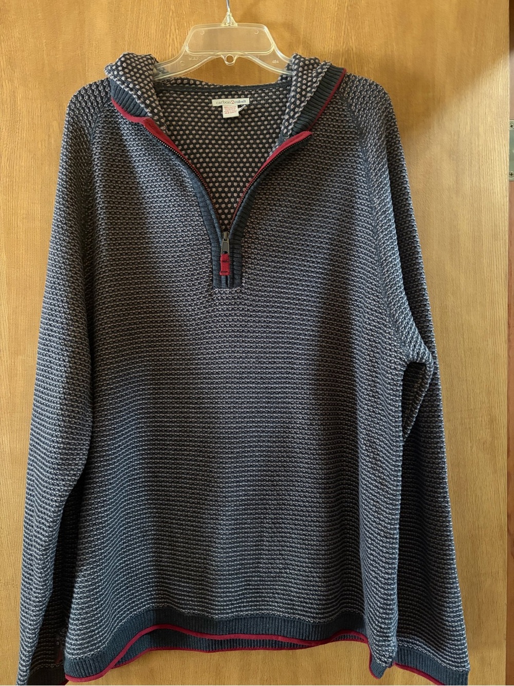 Carbon2Cobalt Men's Half-Zip Hooded knitted cotton Sweater size XL